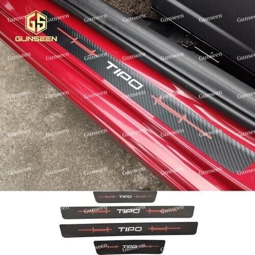 For Fiat Tipo 2014 2018 2020 2017 Accessories Car Door Sill Leather protector Sticker Strip Auto Scuff Plate pedal Styling Trim
