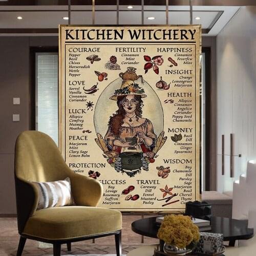 Kitchen Witchery Woman Posters and Prints Decoration Canvas Wall Pictures Witches Magic Knowledge Art Painting Gifts Home Decor