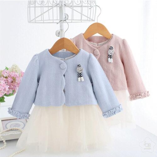 Fashiong baby Girls suit autumn winter children plus velvet thick Princess Long sleeve shawl dress suit