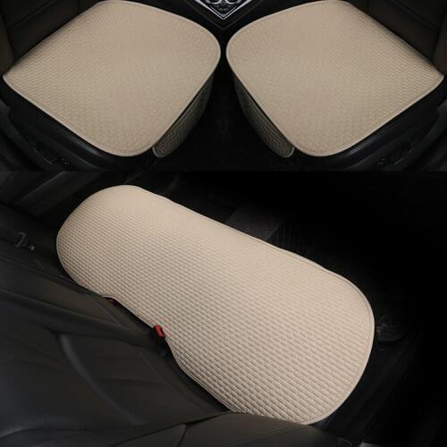Flax Car Seat Cover Cushions Car Styling Summer Breathable Non Slide Front Back Rear Seat Mat Protector Universal 3 PCS/Set
