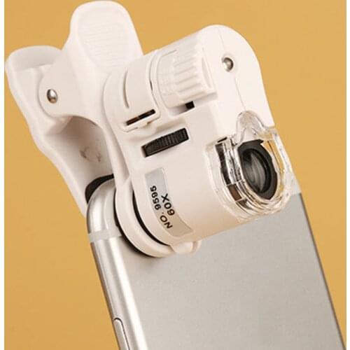 9595w 60x Mobile Phone Microscope Magnifier Universal LED Instrument Macro Lens Led UV Light Mini Mobile Phone Clip Microscope