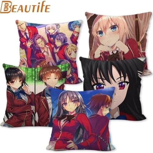 Custom Classroom Of The Elite Anime Pillowcase 45X45cm Wedding Decorative Eco-Friendly Cotton Linen Fabric Pillow Case