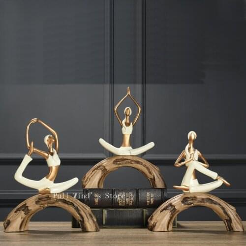 New exquisite pretty girl home yoga decoration sculpture Fashion art yoga girl home statue