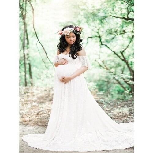 2021 New Maternity Dresses Trailing Evening Dress Party Lace Gowns Long Dress Photography Maternity Dress Photo Shoot Dress