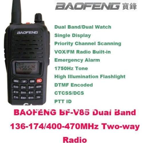 New Arrival Bargain offer Dual Band 136-174MHz & 400-470MHz Baofeng BF-V85 with LCD Display Two Way Radio