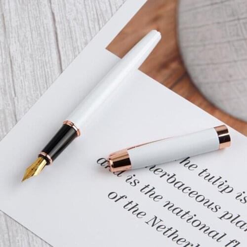 Picasso Ancient Unique Fountain Pen 920 Pimio Metal Writing Gift Pen Iridium Fine Nib 0.5mm White For Business Office & Home