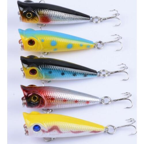East Rain Topwater Popper Fishing Lures 5cm 4.9g 3pcs hard bait floating fishing tackle Crankbait Wobblers Free shipping