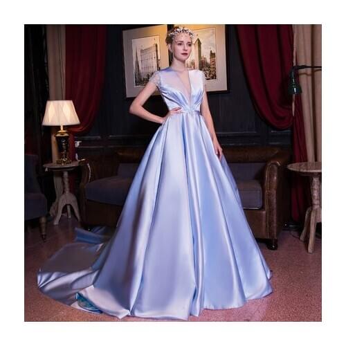 Luxury light blue court ball gown low V neck beading medieval Renaissance Gown queen Dress Victoria/Marie Antoinette Belle