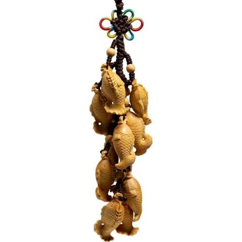 Fish group lucky amulet Chinese creative wooden pendant more than a year