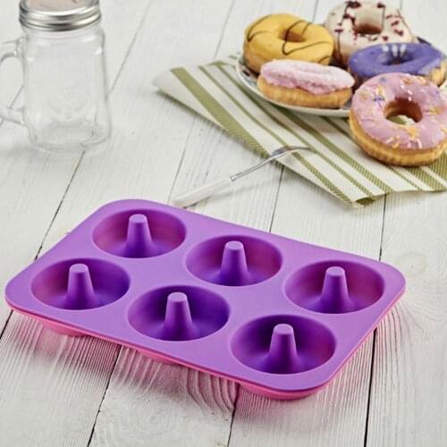 6 Cavity Round Silicone Donut Cake Mold for Cake Bread Cupcake Cheesecake Cornbread Brownie pudding candy moulds Bakeware Tool