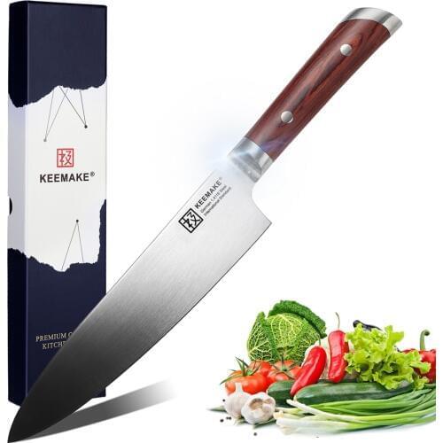 Sunnecko Professiona 8" Chef Knife German 1.4116 Steel Blade Chefs Kitchen Slicing Knives Cut Color Wood Handle Cook Tool Gift