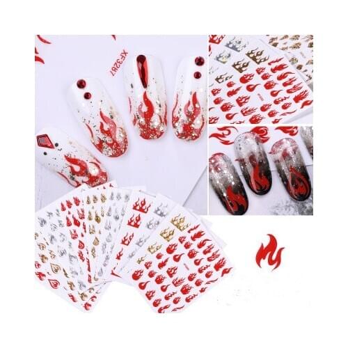 Ultra-thin Mirage Aurora Flame Nail Design Autumn Sliders Nailart Sticker Self-Adhesive Fire Foil matrica for Manicure Deco Tips