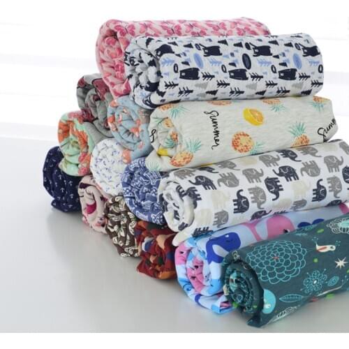 Half meter 100% cotton knitted fabric baby infant summer garment thin design single jersey T-shirt cloth T1064