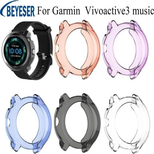 Ultra-thin Soft Smart Watch Frame For Garmin vivoactive 3 Music Full Screen Protection TPU Case For Garmin vivoactive 3 Music