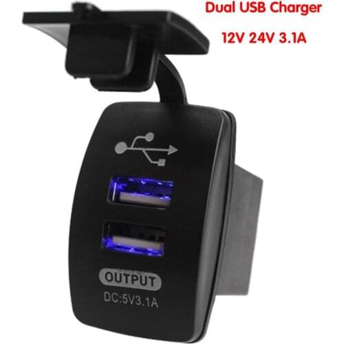 Universal 12V 24V 3.1A Switch Type Dual USB Charger Power Adapter Outlet Outstanding Car Truck Boat Motorcycle Accessory dfdf