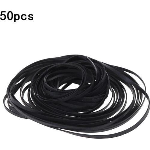 50PCS Universal Mix Cassette Tape Machine Belts Assorted Common Flat Rubber Belt for Recorders Walkman CD DVD Drive