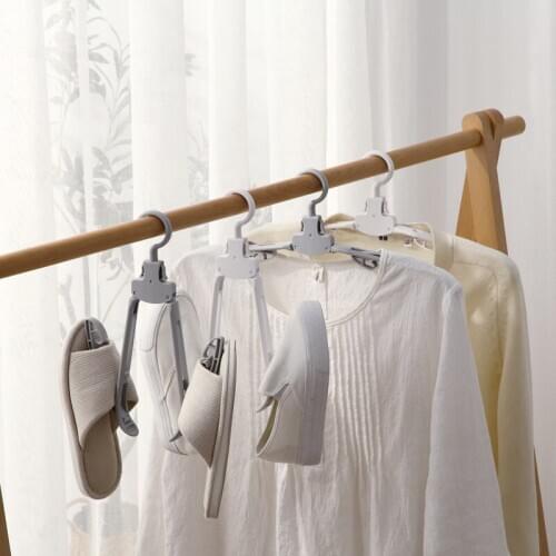 Hanger Foldable Magic Hanger Plain Clothes Drying Rack Plastic Shoe Rack Multifunctional Non-Slip Thickening