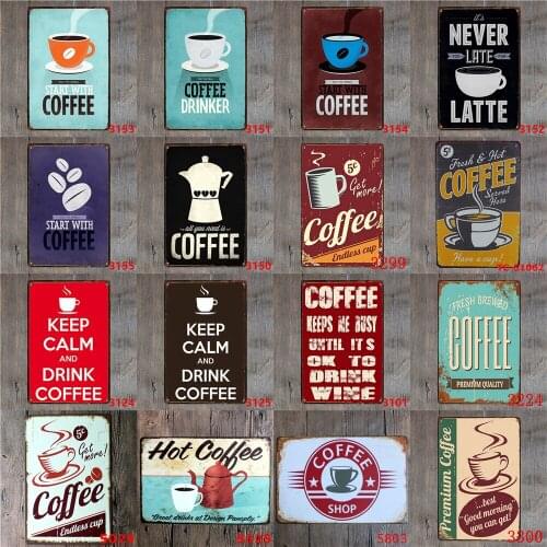 Vintage Tin Sign for The Real Coffee Drinker Start with Coffee Fresh Brewed Best Premium Quality for Cafe Restaurant Decoration