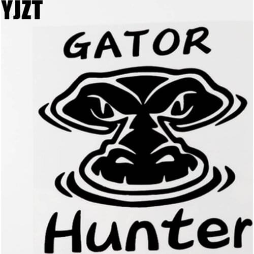 YJZT 15.1CM×15.7CM Creative For Animal Gator Hunter Vinyl Car Sticker Decal Black/Silver 8C-0565