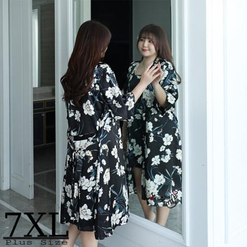 2021 New kimono Large Size Womens Sleepwear Robes Sets Sexy Nightgown Silk Satin Night Dress Women Bath Gown 5XL 6XL 7XL Pijama