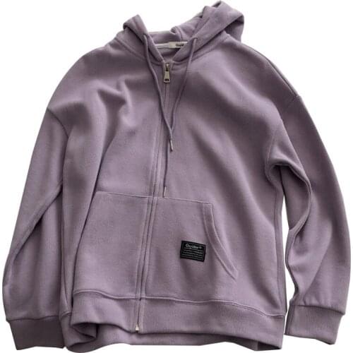 Hooded womens wild 2020 autumn new loose casual long-sleeved tops solid color jacket fashionable wild