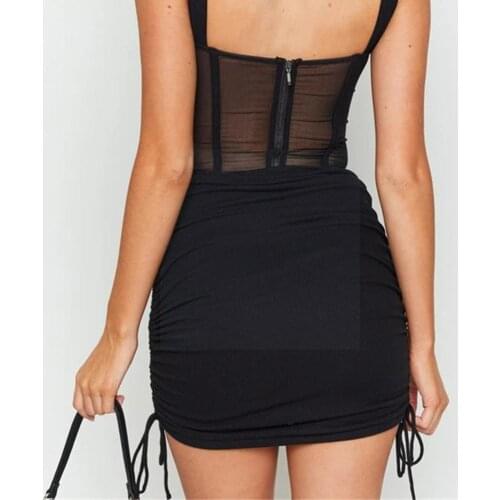 Women Short Skirts harajuku Ladies Knitting Thread Elastic Summer Womens Straight Sexy Skinny Side Skirt Drawstring Female H0Y5