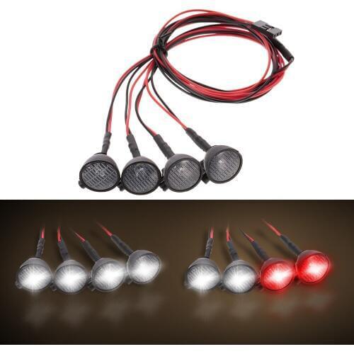 4pcs RC Car Multi-Function Round LED Light with Lampshade for 1:10 RC Crawler Car HSP REDCAT Axial SCX10 Traxxas