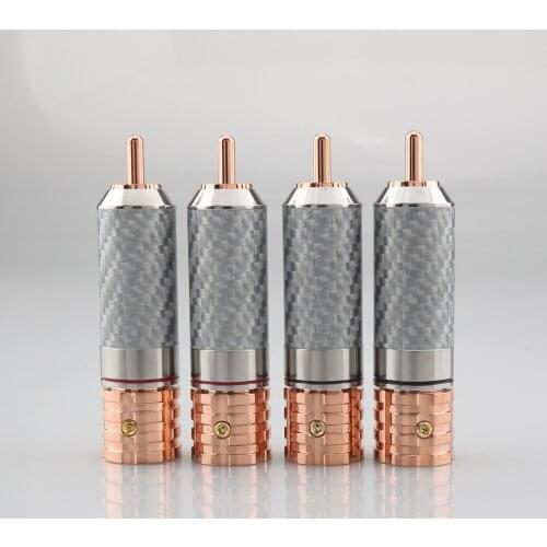 4PCS Viborg VR108 Pure Copper Carbon Fiber RCA Unsolder version Pure Copper RCA screws locking