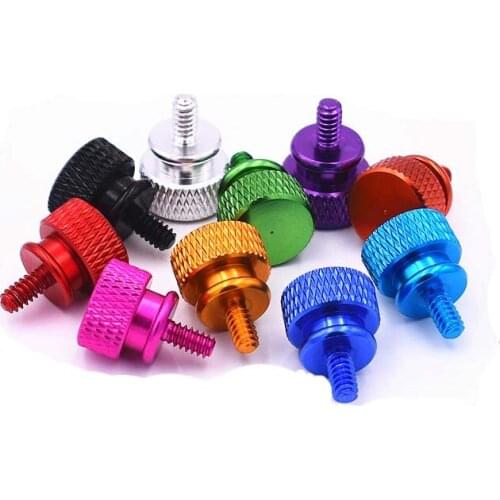 5pcs 6#-32 aluminum alloy adjust handle screws high head arc steps pineapple grain hand screw aviation model bolts brown color