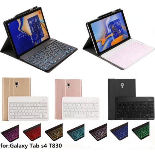 Bluetooth Keyboard Case for Samsung Galaxy Tab S4 10.5 SM T830 T835 T837 Tablet Keyboard with 7 colors Backlit light Cover ++pen
