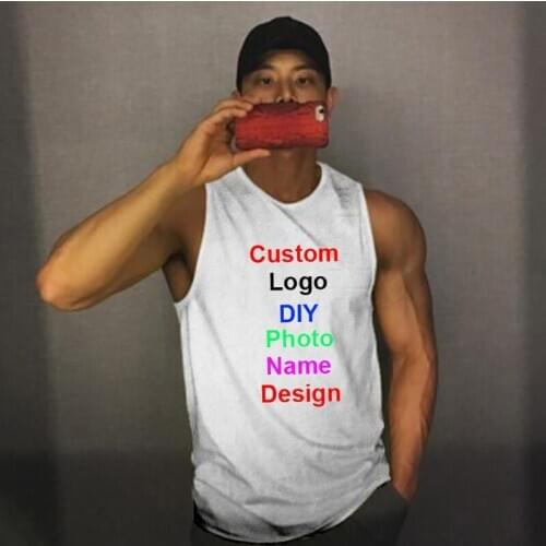 Brand Logo Gym Clothing Customized Photo Mesh Quick Dry Fitness Stringer Tank Top Men Bodybuilding Vest Workout Sleeveless Shirt