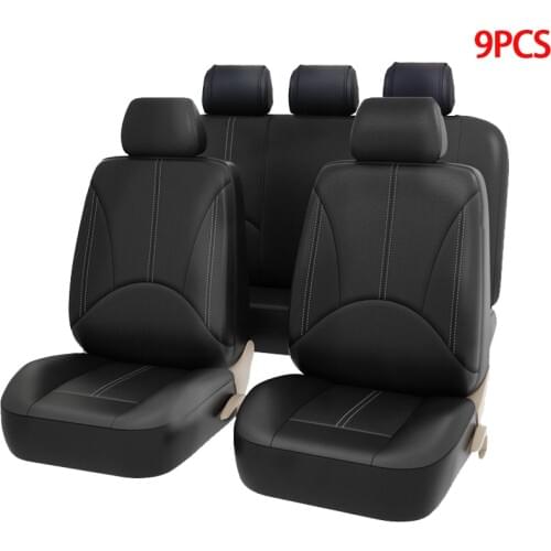 AIMAAO Car Seat Covers Full Set - Premium Faux Leather Automotive Front and Back Protectors for Truck SUV