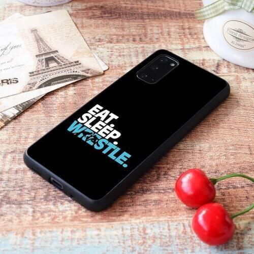 For Samsung Galaxy Eat Sleep Wrestle , Wrestling Mug Soft TPU border Samsung Galaxy Case