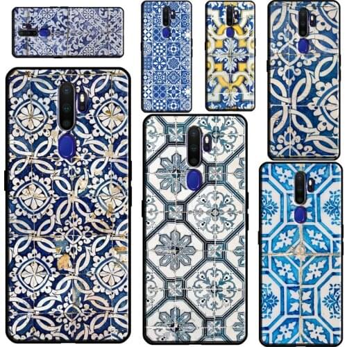 Portuguese Glazed Tiles Case For OPPO A15 A83 A91 A93 A52 A72 A31 A53 A5 A9 2020 A1K A3S A5S F5 F7 Find X2 X3 Pro