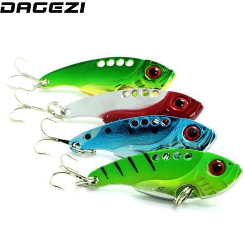 DAGEZI 4pcs/lot Metal Spoon Fishing Lures 5.5cm/11g Hard Bait Fresh Water Bass Walleye Crappie Green paint Fishing Tackle