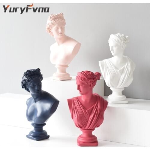 YuryFvna 32cm Resin David Anna Statue Male God Nordic Creative Ornaments Simple Statuettes Modern Art Home Decoration
