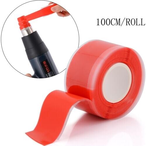 FOSHIO 100CM Carbon Fiber High Temperature Silicone Tape for Hot Air Gun Heat Resistant Wire Insulation Looms Car Repair Tool