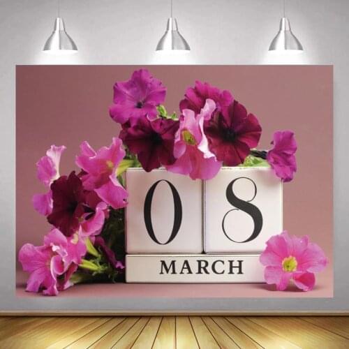 March 8th Happy Womens Day Photo Background Flowers Decoration Dinner Table Wall Decor Backdrops For Photographer