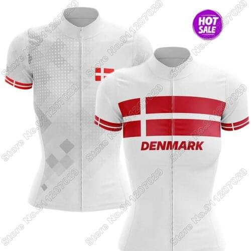 Denmark Women 2021 Cycling Jersey Short Sleeve USA Summer Cycling Clothing Road Bike Shirts Bicycle Top MTB Wear Uniform Maillot