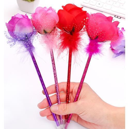Plush ballpoint pen simulation rose personality pen company gift student prizes creative stationery factory outlet