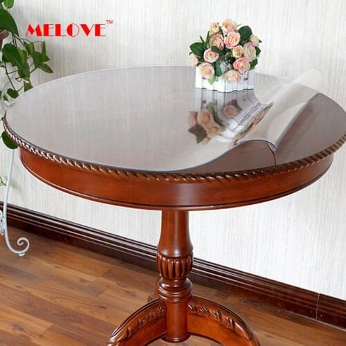PVC Round Table Cover Desk Pad Transparent Soft Glass Waterproof Tablecloth for Kitchen Dining Table Coffee Tablecloth 1.0mm