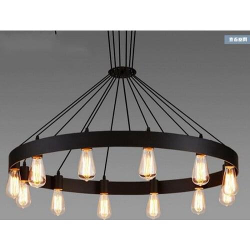L American country retro creative personality round wrought iron chandelier meal living room bar clothing store chandelier