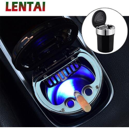 LENTAI For Peugeot 206 307 407 308 207 508 3008 2017 208 2008 Land Rover Abarth 1PC Black Car LED ashtray Auto compass LED Lamp
