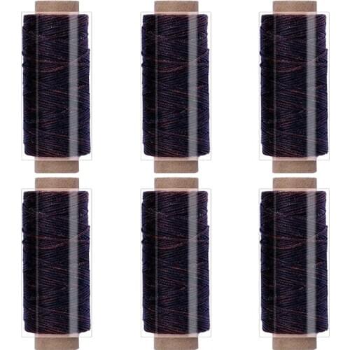 LMDZ 50M 150D 6pcs Leather Sewing Thread Kits Leather Waxed Cord Hand Polyester Stitching Thread Hand DIY Sewing Tools