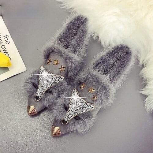 Winter Flat Loafers Women Metal Toe Glitter Brand Designer Loafers Ballet Flats Shoes For Woman