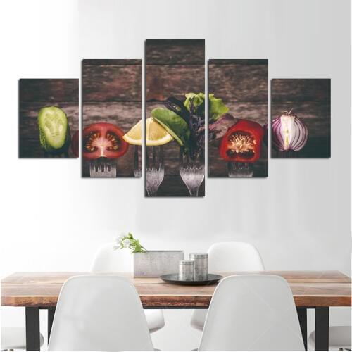 Fashion Unframed Modern Painting Pictures On Wall For Home 5 Piece Set Vegetables Art Canvas Paintings Kitchen Room Decor FA94