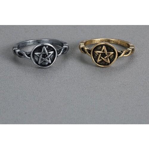 Goth Accessories Ring vintage Pentagram Star Pagan wicca Finger Ring for Women Men witch retro Silver gold Color anillos Gothic