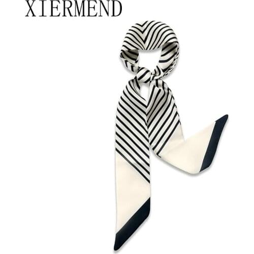 New stripe long little fairy scarf hairband silk scarves female Korean joker wrist ribbon long bagband women skinny scarf