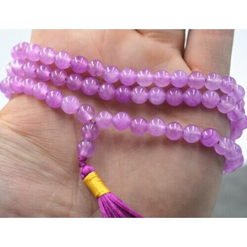 New 8mm stone Buddhist Rose Jade 108 Prayer Beads Mala Bracelet Necklace