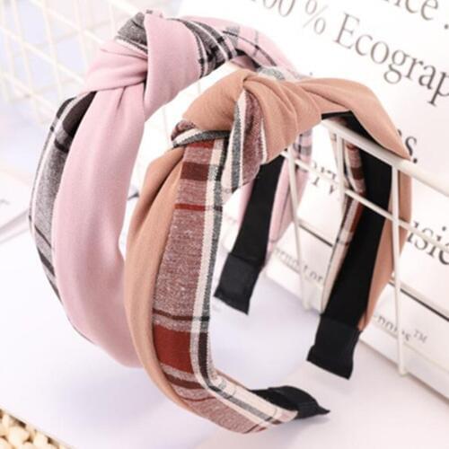 Plaid Headband for Women Cotton Hair Headband Knotted Center Adults Headband Girls Teen Hair Accessories Hairband Hair Hoop